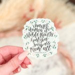 Christian Sticker- Proverbs 31:29 vinyl sticker 3x3 handmade floral sticker for laptop, car, water bottle