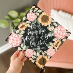 Customizable Floral Grad Cap decoration self-adhesive Hydrangeas and Sunflower florals