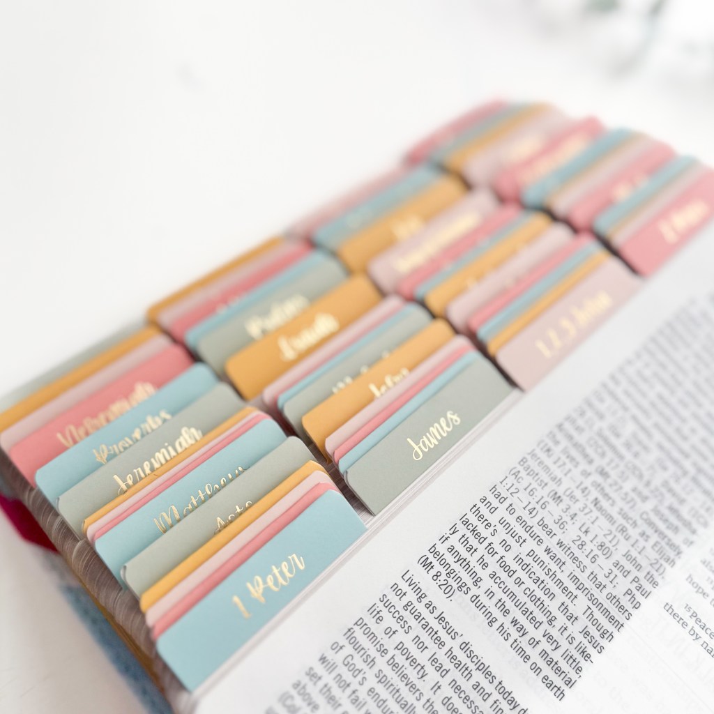 Bible Tabs – colorful gold foil 66 Books of the Bible