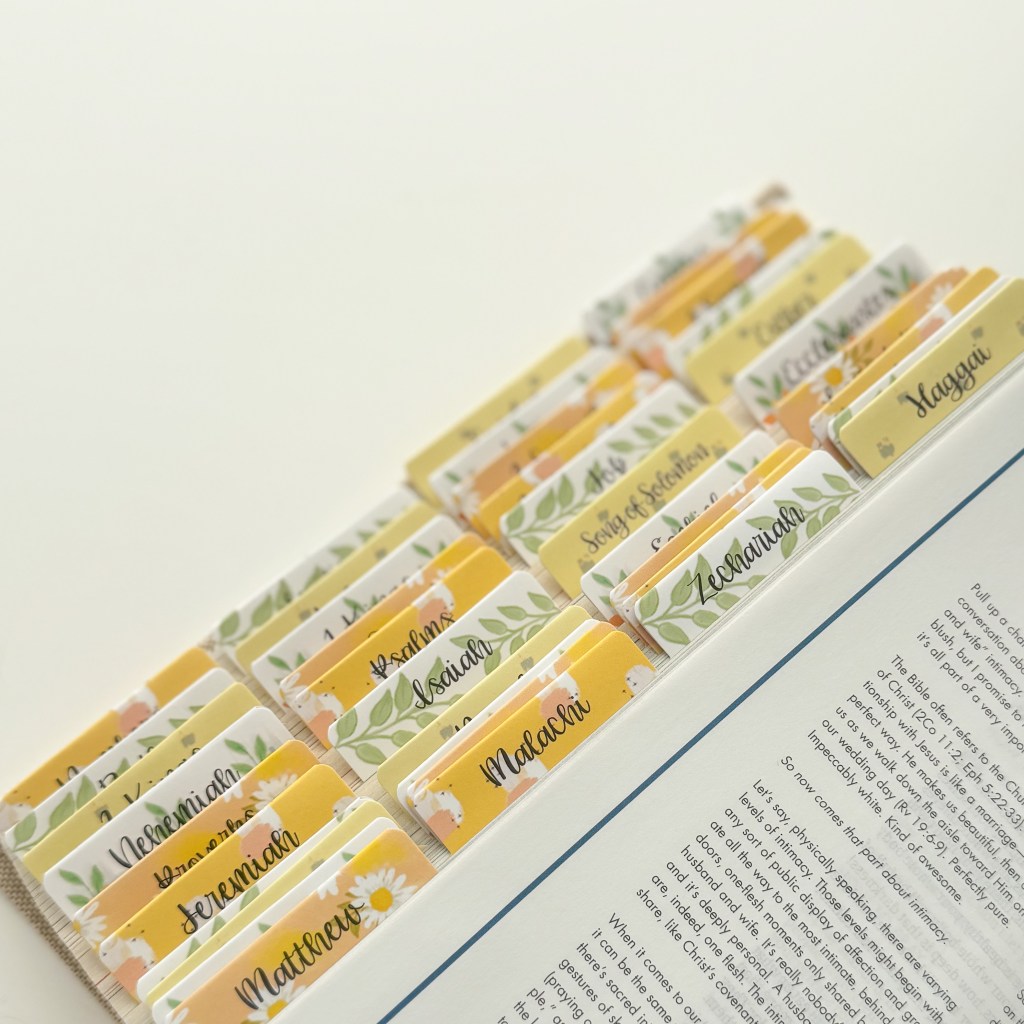 Bible Tabs – sunflowers, 66 books of the Bible