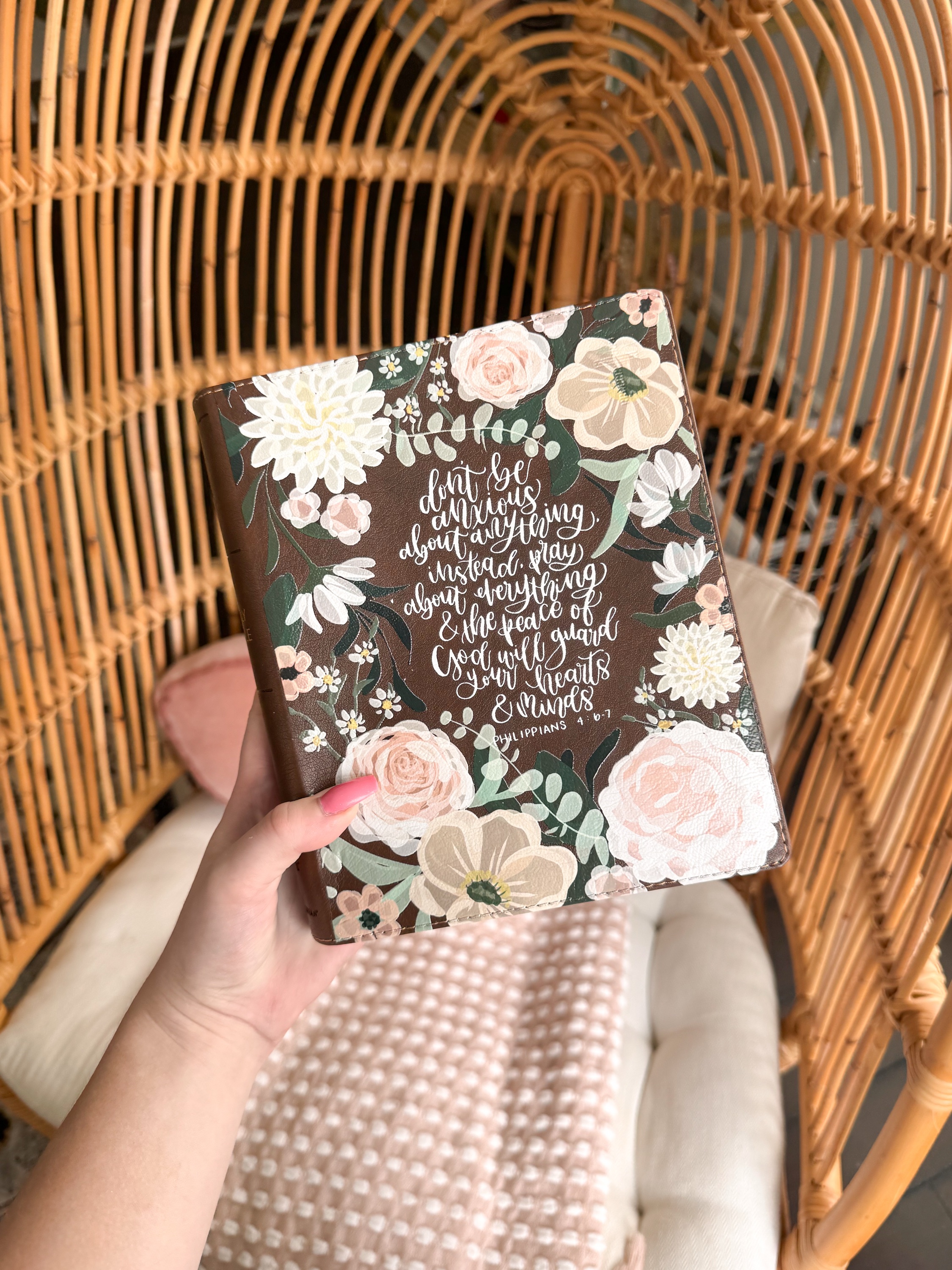 Peony Theme Leather Journaling Bible